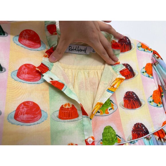 Rachel Antonoff Jello Stripe Print Drew Shirt Dress Rainbow Jelly Mold Belt L - Picture 6 of 16